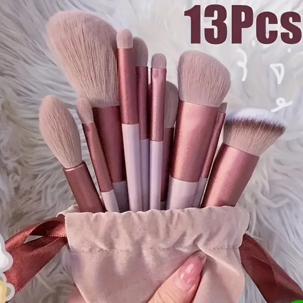 Pink Makeup Brush Set - 13 Pcs
